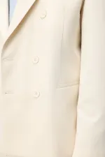 Antioch Ekru Kruvaze Relaxed Fit Erkek Blazer Ceket Antioch Ekru Kruvaze Relaxed Fit Erkek Blazer Ceket