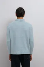Pull Antioch Bebe bleu à col boutonné pour garçon