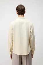 Antioch Yellow Linen Blend Relaxed Fit Men's Shirt