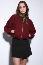 Veste courte Antioch bordeaux pour femme avec taille élastique