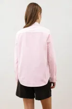 Antioch Pembe Düğme Detaylı Poplin Gömlek