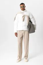 Antioch Beyaz Dik Yaka Kauçuk Şişme Mont