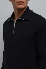 Antioch Lacivert Fermuarlı Triko Erkek Kazak