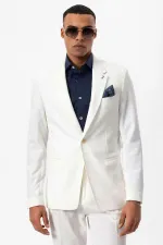 Antioch Beyaz Astarsız Tek Düğme Erkek Blazer Ceket Antioch Beyaz Astarsız Tek Düğme Erkek Blazer Ceket
