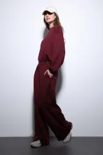 Antioch Bordo Geniş Paça Relaxed Kadın Takım