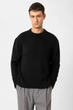 Antioch Siyah Yün Görünümlü Erkek Kazak