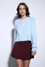 Pull en maille fendu bleu Antioch pour femme