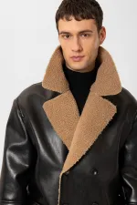 Veste croisée en similicuir pour homme Antioch avec doublure noire.