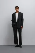 Antioch Black Striped Double-Breasted Men's Blazer Jacket