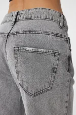Antioch Açık Gri Yüksek Bel Kadın Jean