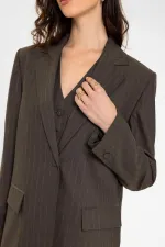 Veste blazer rayée à un bouton pour femme Antioch Coffee
