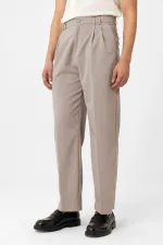 Antioch Bej Çift Pileli Baggy Fit Erkek Pantolon