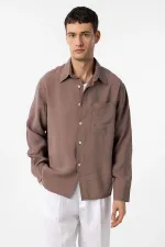 Antioch Kahve Modal Kumaş Relax Fit Erkek Gömlek