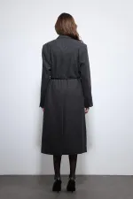 Manteau ceinturé à chevrons anthracite Antioch