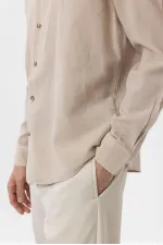 Antioch Beige Linen Blend Men's Shirt