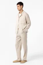 Chemise homme Antioch en lin mélangé blanc cassé, coupe décontractée
