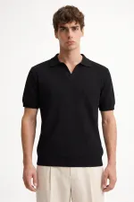 Antioch Siyah Dokulu Polo Yaka Erkek T-Shirt