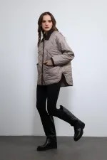 Antioch Bej Kontrast Yaka Desenli Mont