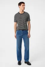 Antioch Siyah Regular Fit Çizgili Erkek T-Shirt