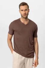 Antioch Açık Kahve V Yaka Basic Erkek T-Shirt