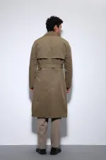 Trench-coat croisé Antioch kaki clair avec ceinture