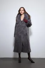 Antioch Anthracite Faux Fur Long Coat