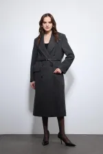 Manteau ceinturé à chevrons anthracite Antioch