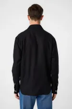 Antioch Black Relax Fit Linen Blend Men's Shirt