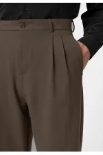 Pantalon Antioch marron clair, taille haute, plissé, coupe décontractée, pour homme