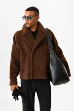 Antioch Coffee Double-Breasted Crop Fit Men's Jacket