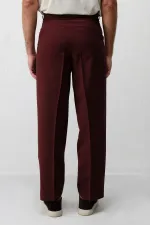 Antioch Bordo Pileli Relaxed Fit Erkek Pantolon