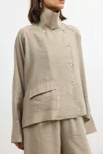 Antioch Bej Özel Dik Yaka Kadın Gömlek