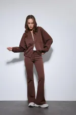 Antioch Kahve Bomber Ceket Ve İspanyol Paça Eşofman Takım