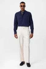 Antioch Light Navy Blue Mandarin Collar Regular Fit Men's Shirt