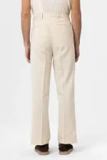 Pantalon homme Antioch écru taille haute en lin mélangé