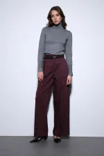 Antioch Burgundy Wide Leg Women's Trousers