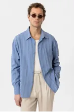 Antioch Bebe Blue Textured Jacquard Cotton Boys' Shirt