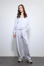 Antioch Gri Melanj Kapüşonlu Eşofman Takım