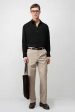 Antioch Siyah Modal Karışımlı Relax Fit Erkek Gömlek