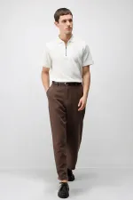 Antioch Beyaz Dokulu Örme Polo Yaka Erkek T-Shirt