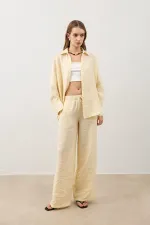 Antioch Sarı Dökümlü Oversize Kadın Gömlek