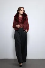 Gilet Antioch bordeaux aspect peluche