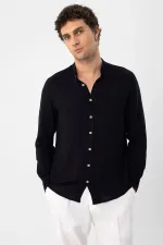 Antioch Black Mandarin Collar Men's Shirt