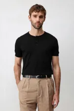 Antioch Siyah Dokulu Erkek Triko T-Shirt