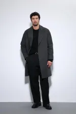 Antioch Antrasit Oversize Kruvaze Erkek Kaban