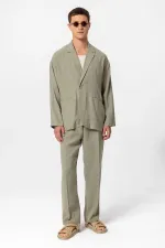 Antioch Haki Oversize Astarsız Erkek Blazer Ceket