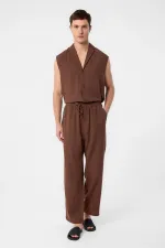 Antioch Coffee Linen Blend Jogger Men's Pants