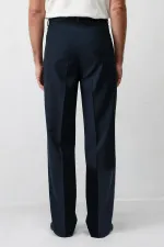 Antioch Lacivert Keten Karışımlı Erkek Baggy Pantolon