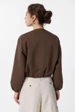 Antioch Kahve Crop Kadın Bomber Mont