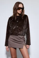 Antioch Kahve Hayvan Desenli Mont